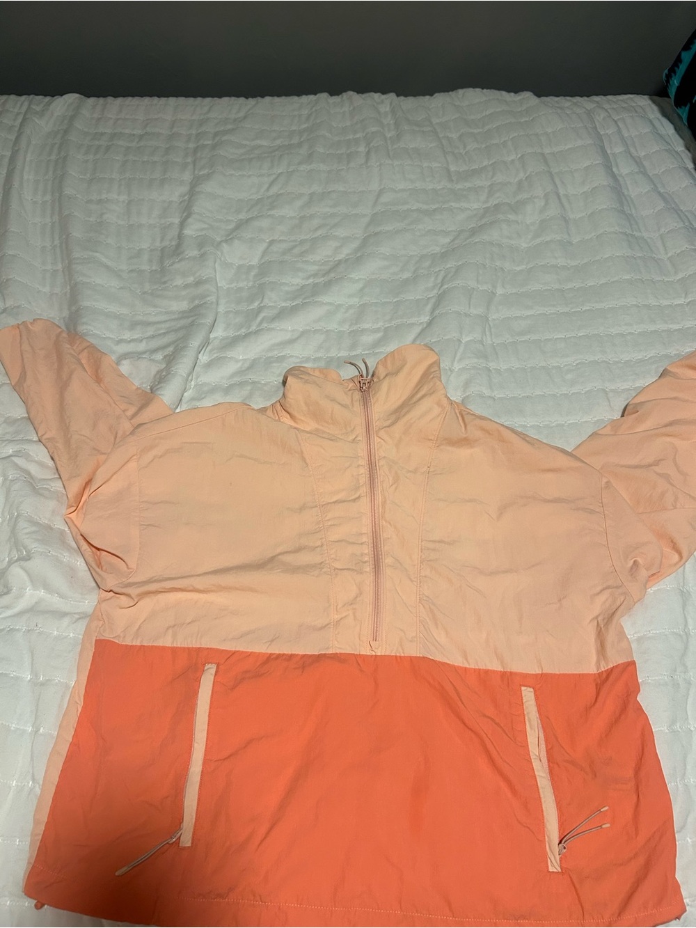 Target Peach and Coral Colorblock Half-Zip Windbreaker